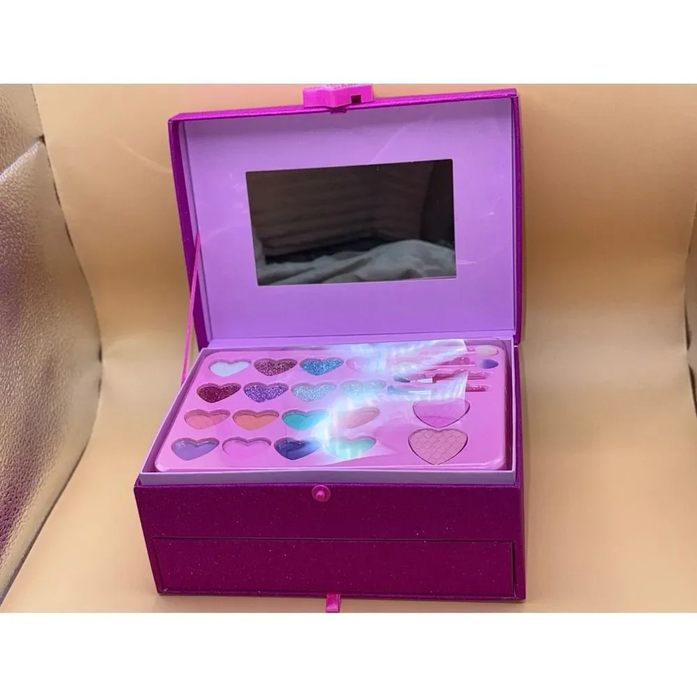 Sparkle Glitter Makeup Vanity Case Jewelry Box with Mirror and Accessories NWT